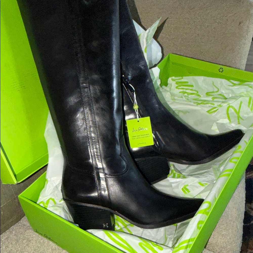 Sam Edelman Black Knee-High Western Block Heel Boot size 10 m - Picture 11 of 11